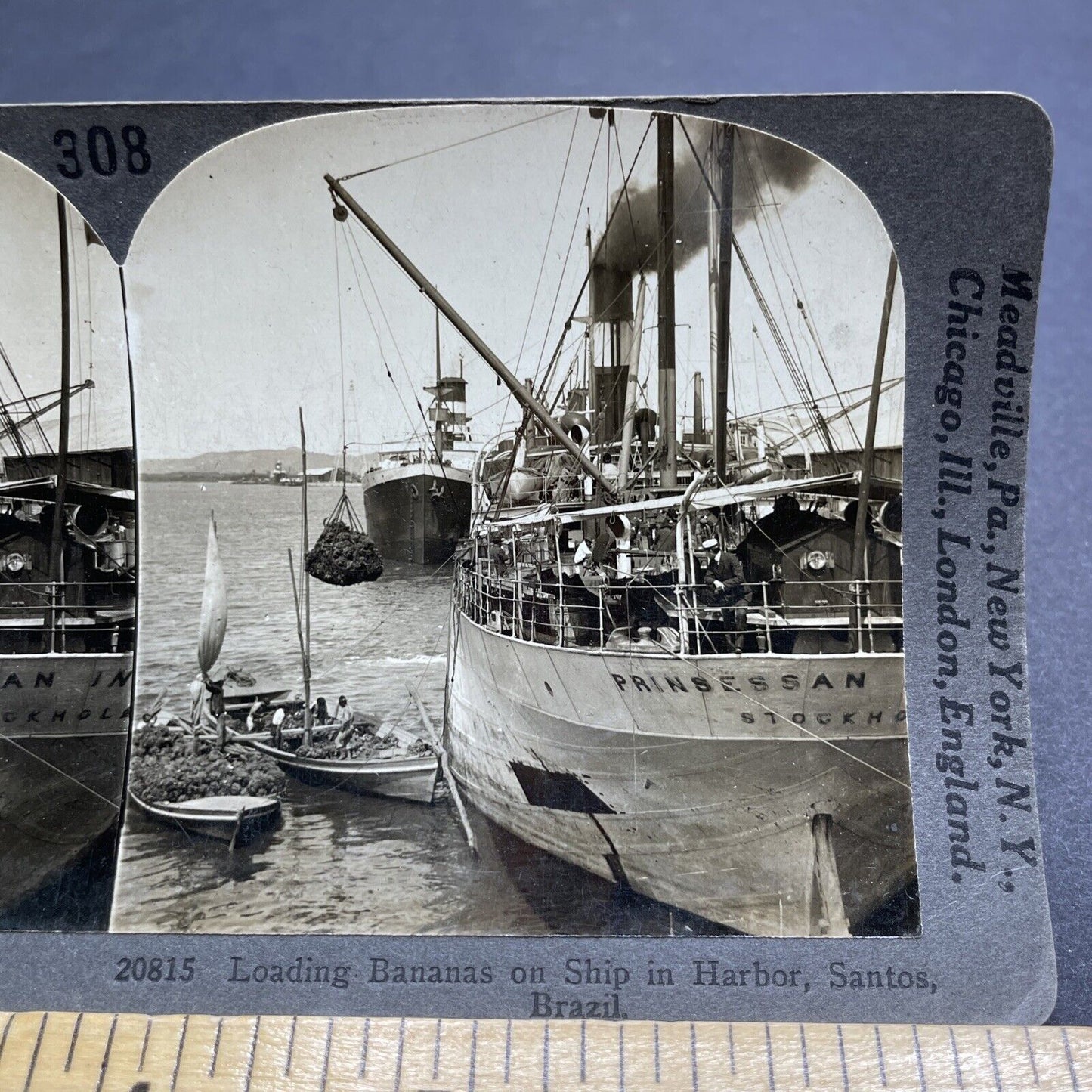 Antique 1909 Prinsessan Ingeborg Sweden Steamer Ship Stereoview Photo Card P2068