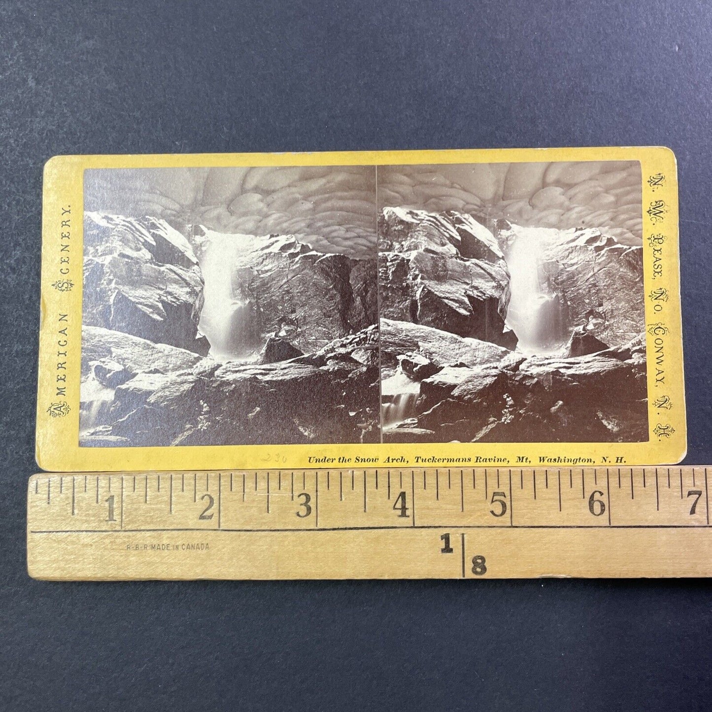 Tuckermans Ravine Snow Arch NH Stereoview Photo NW Pease Antique c1873 X954