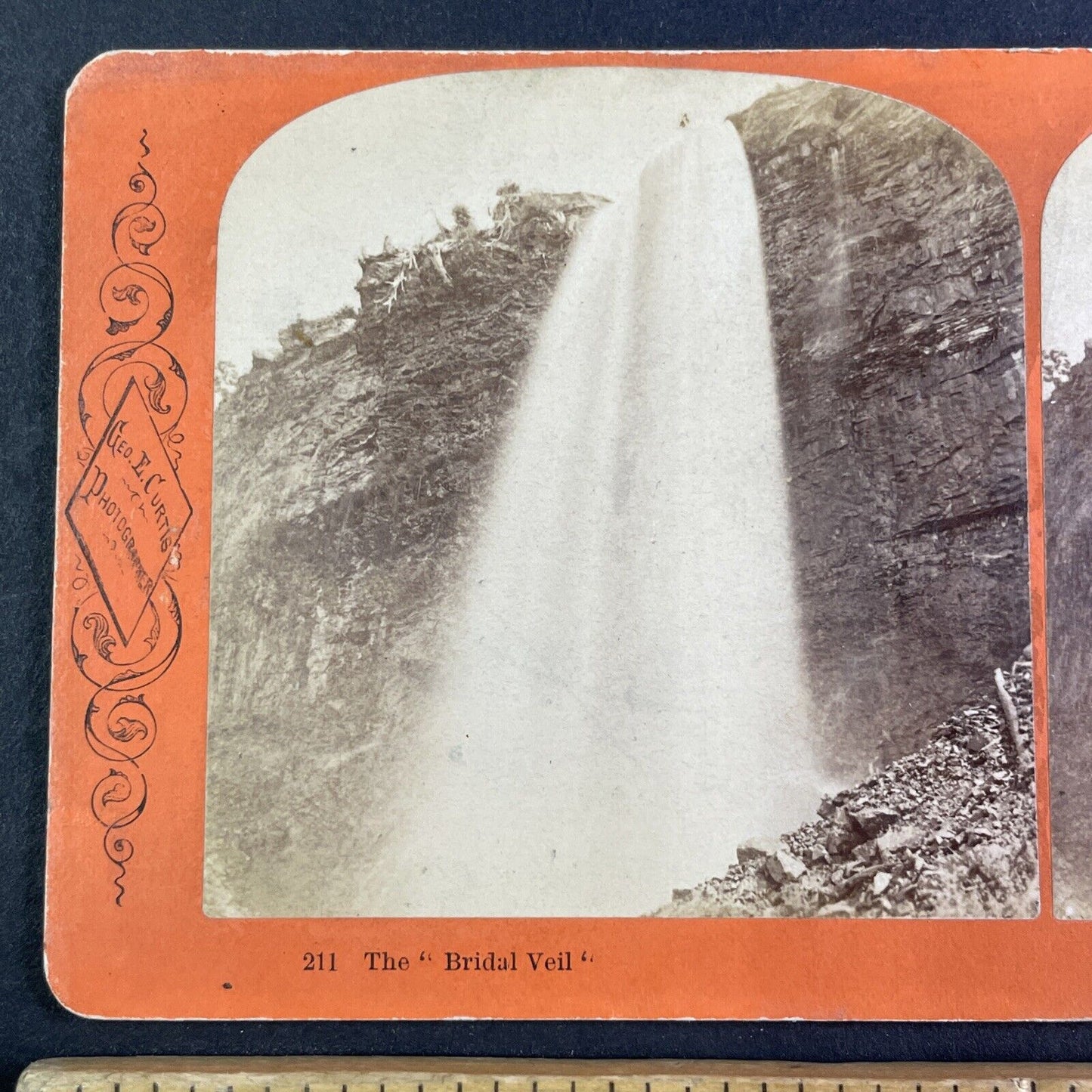 Niagara Bridal Veil Falls Before Power Plant Stereoview G. Curtis c1870 Y2434