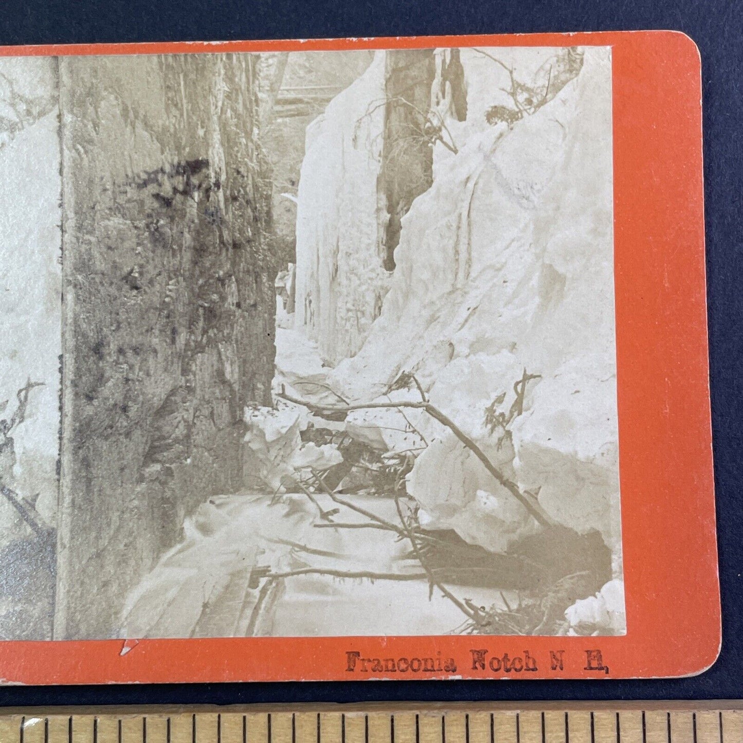 Franconia Notch Ice and Snow Damage Stereoview New Hampshire c1870s Y943