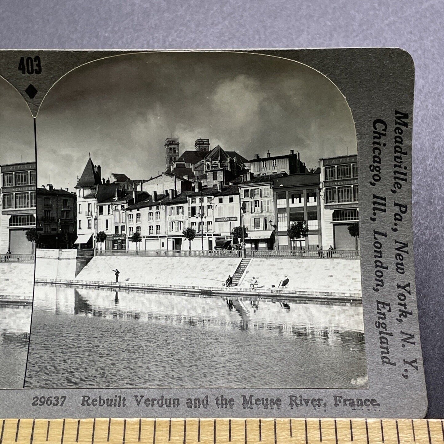 Antique 1930s The Verdun Meuse River France Stereoview Photo Card V2940