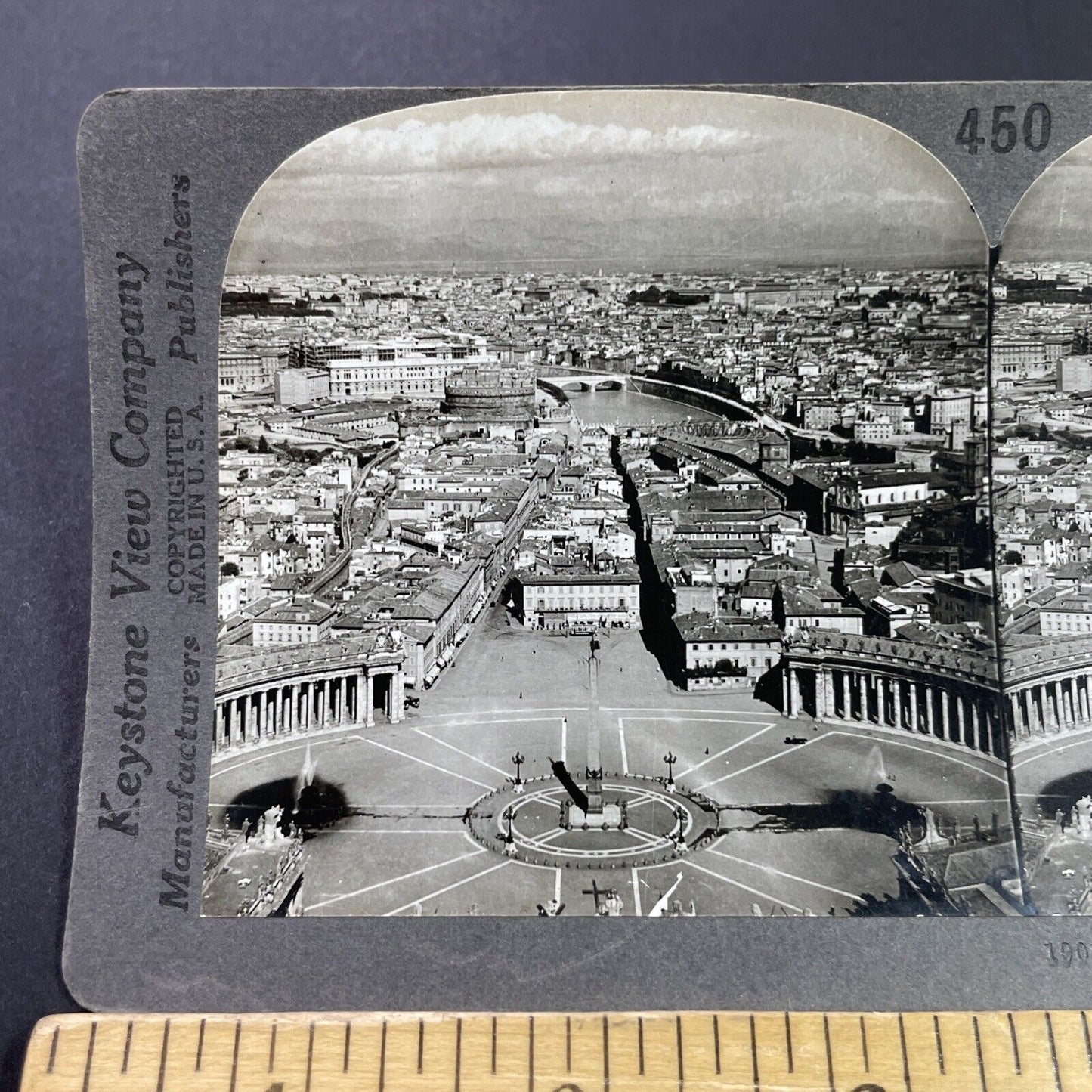 Antique 1910s Rome Italy City Center Square View Stereoview Photo Card P3688