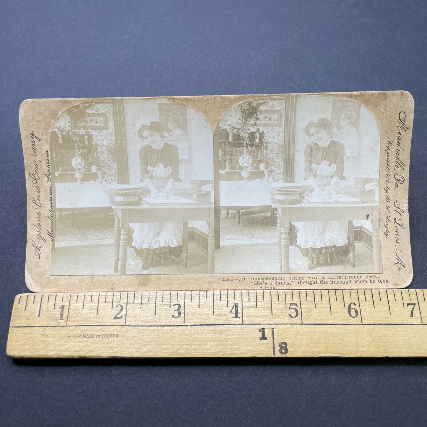 Antique 1903 French Maid Flirts With Photographer Stereoview Photo Card P2598