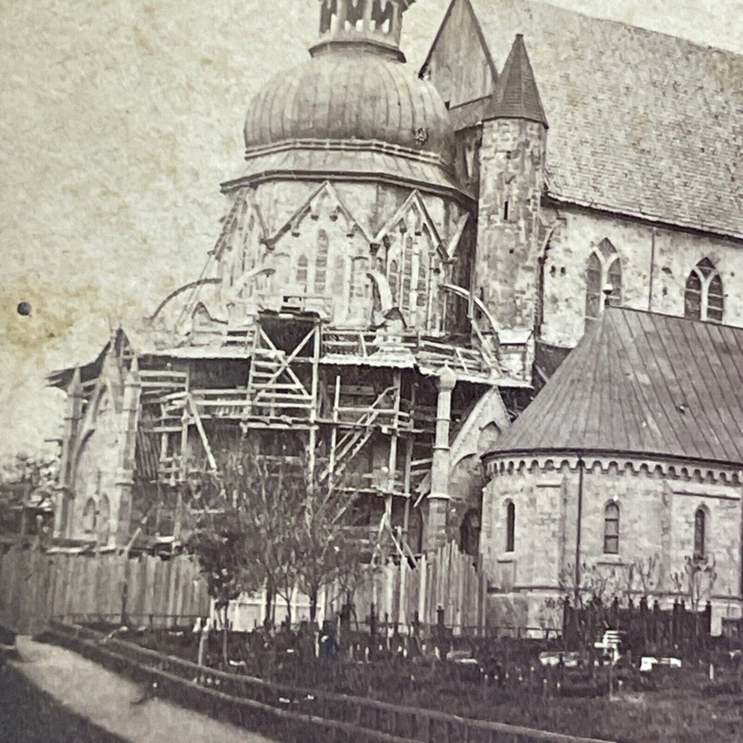 Nidaros Cathedral Repairs Trondheim Stereoview Knud Knudsen Antique c1860 X3598