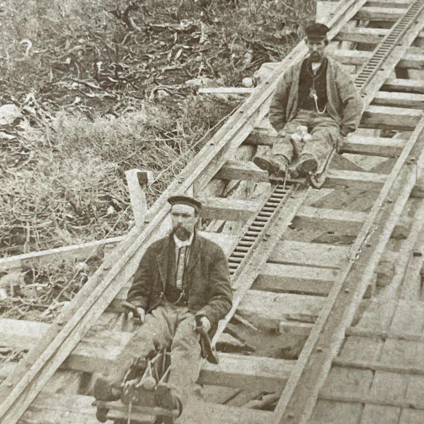 Antique 1880 Tobaggon Slide Down Mount Washington Stereoview Photo Card P2460-09