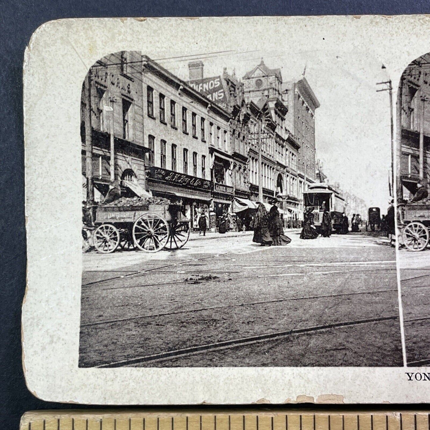 Yonge Street and Queen Street Stereoview Toronto Ontario Antique c1890s X4226