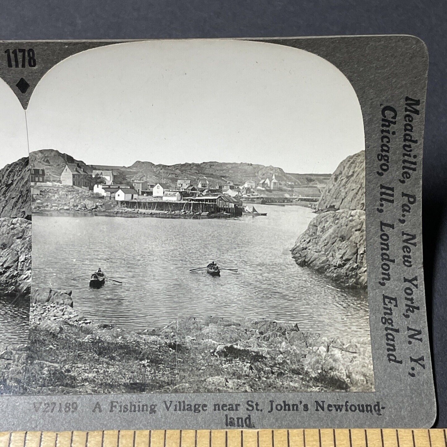 Antique 1910s Quidi Vidi Fishing Town Newfoundland Stereoview Photo Card V2624