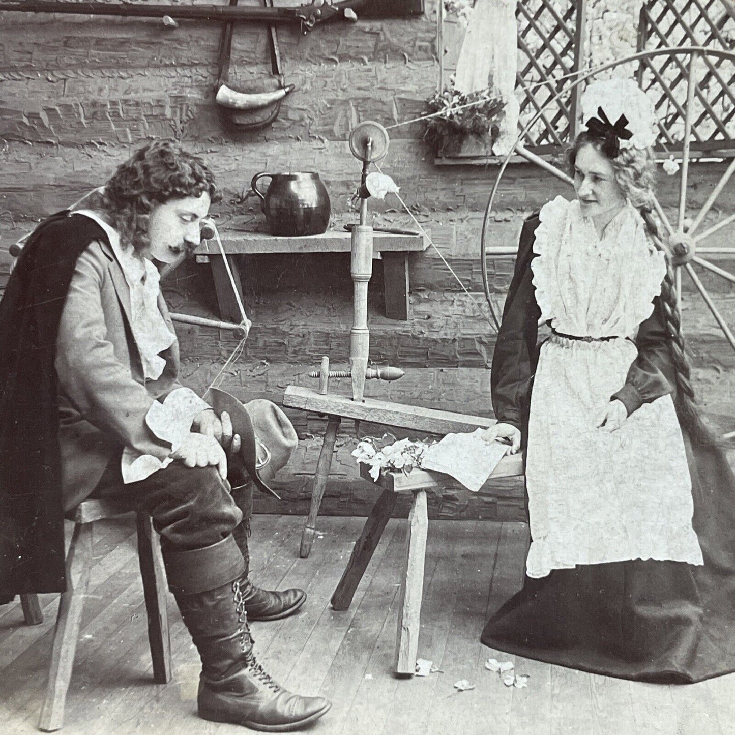 Antique 1890 Cavalier Rests In Widows Home Stereoview Photo Card P2678