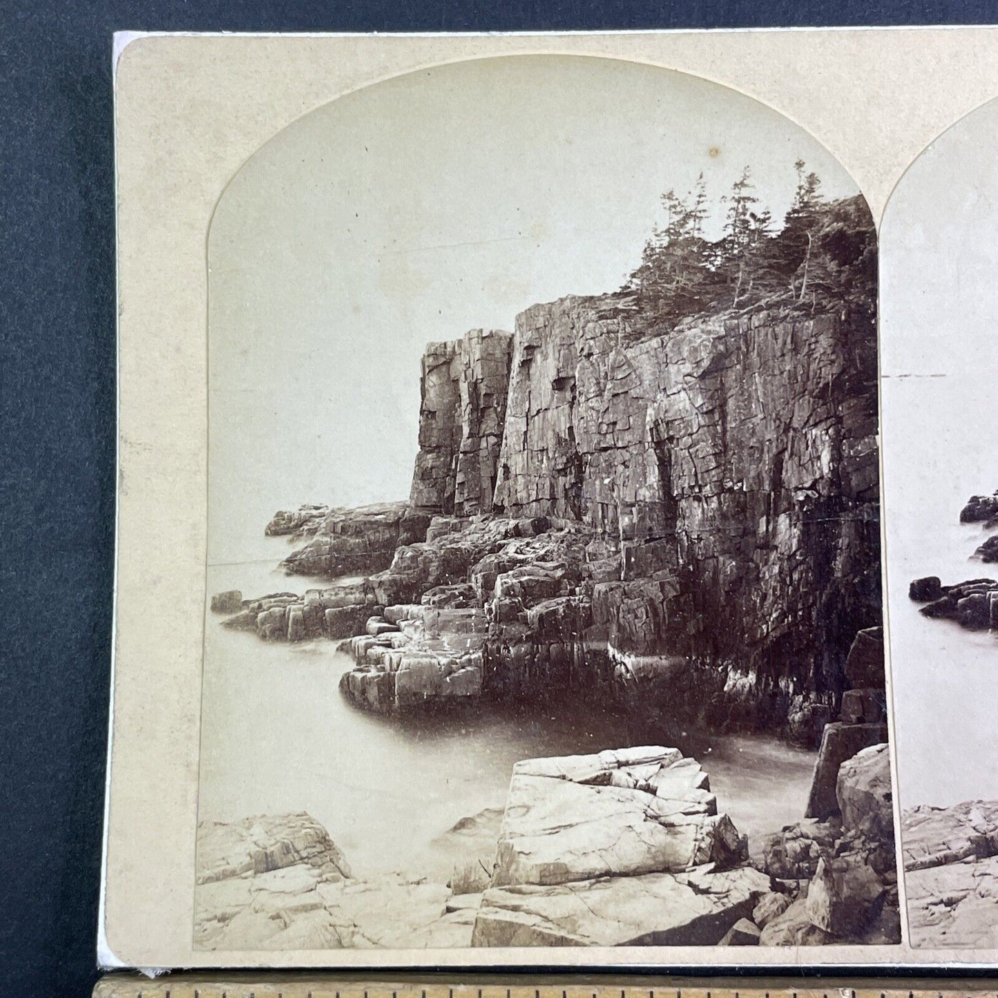 Otter Cliff Point Stereoview Mt Desert Bar Harbor Maine Antique c1870s X1932