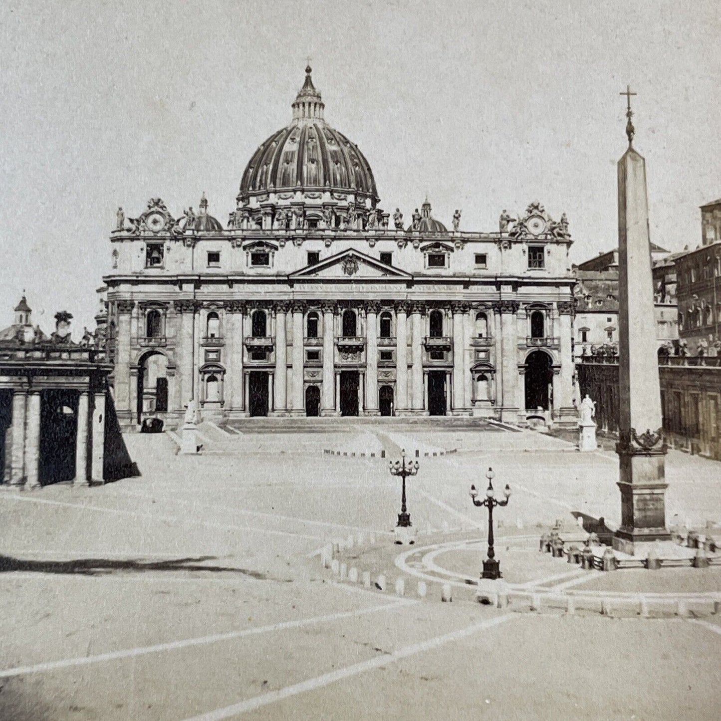 St. Peters Basilica Vatican Rome Italy Stereoview Antique c1860 X3848