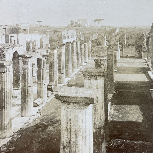 Antique 1890s Volcano Ruins Pompeii Italy Stereoview Photo Card P3849