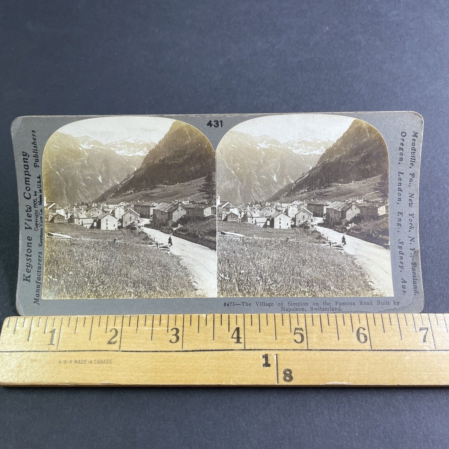 Antique 1905 Town Of Simplon Valais Switzerland Stereoview Photo Card P2105