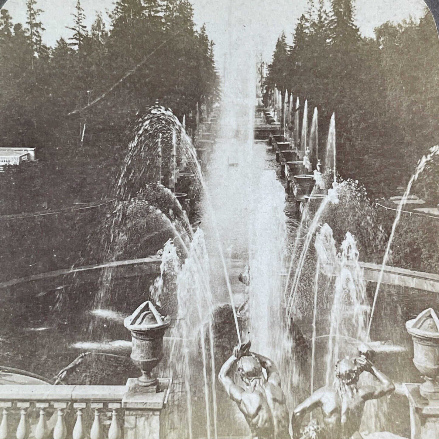 Peterhof Fountain Saint Petersburg Russia Stereoview Antique c1897 X4075