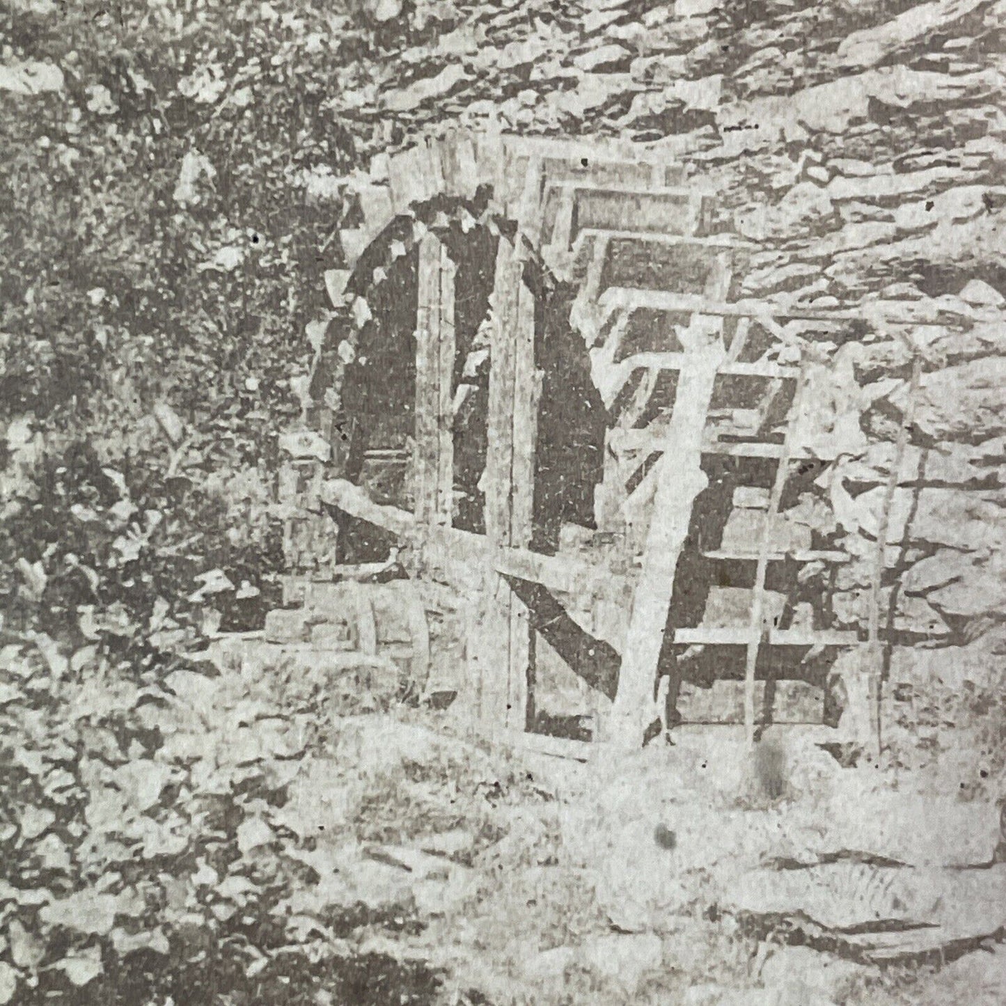 Old Water Wheel Wales Stereoview Bettws-Y-Coed UK Antique c1865 X1263