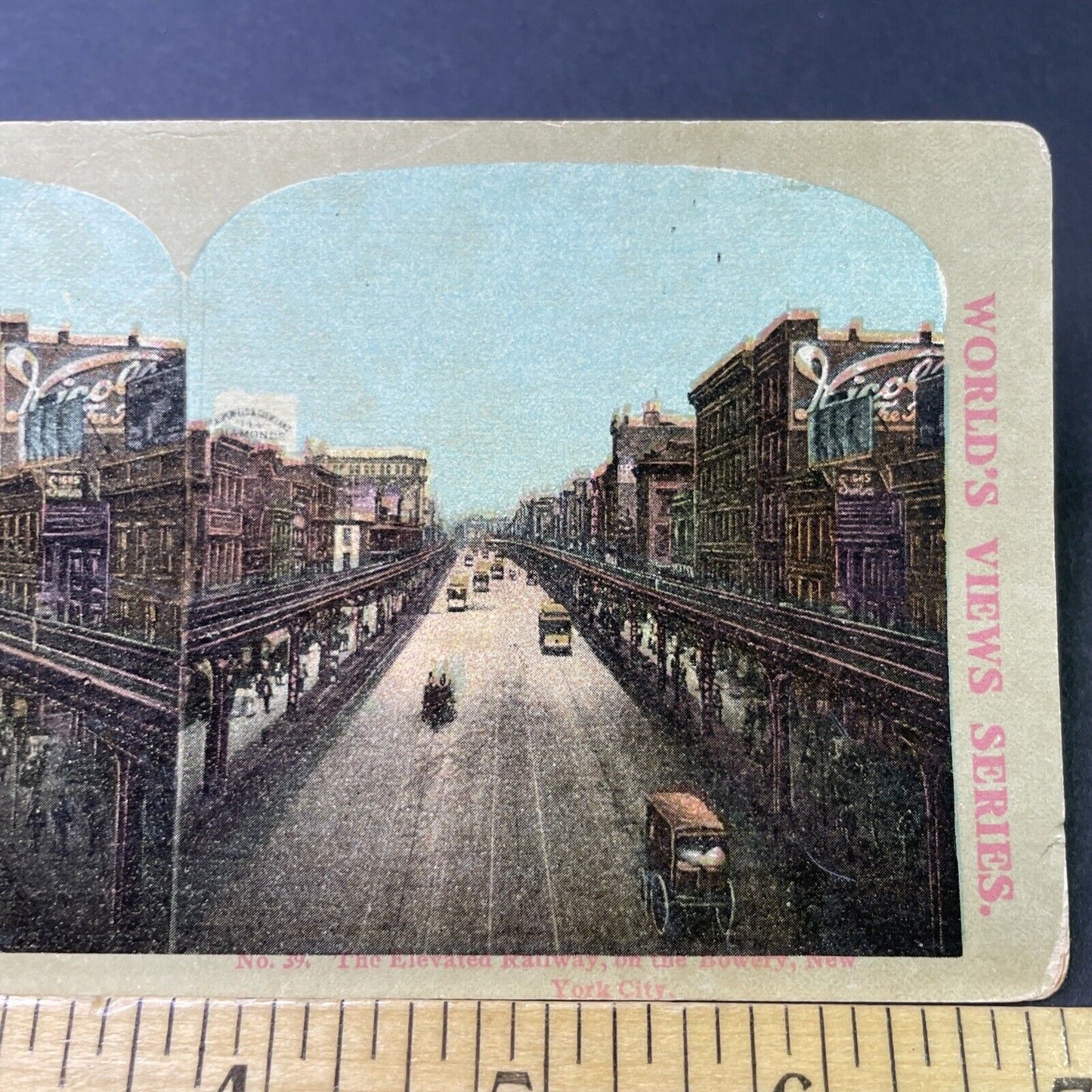 Antique 1890s Elevated Railway Manhattan New York Stereoview Photo Card P3098