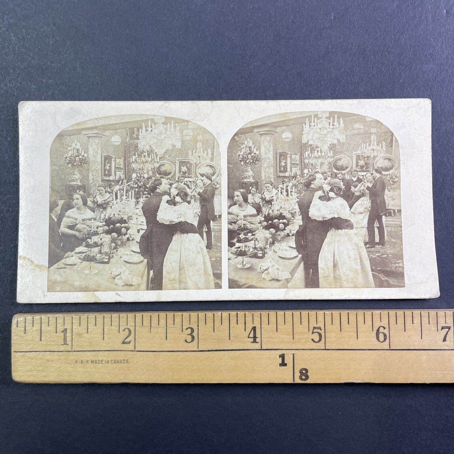 Men and Women at Fancy Ball Stereoview Salt Print Photo Antique c1850s Y108