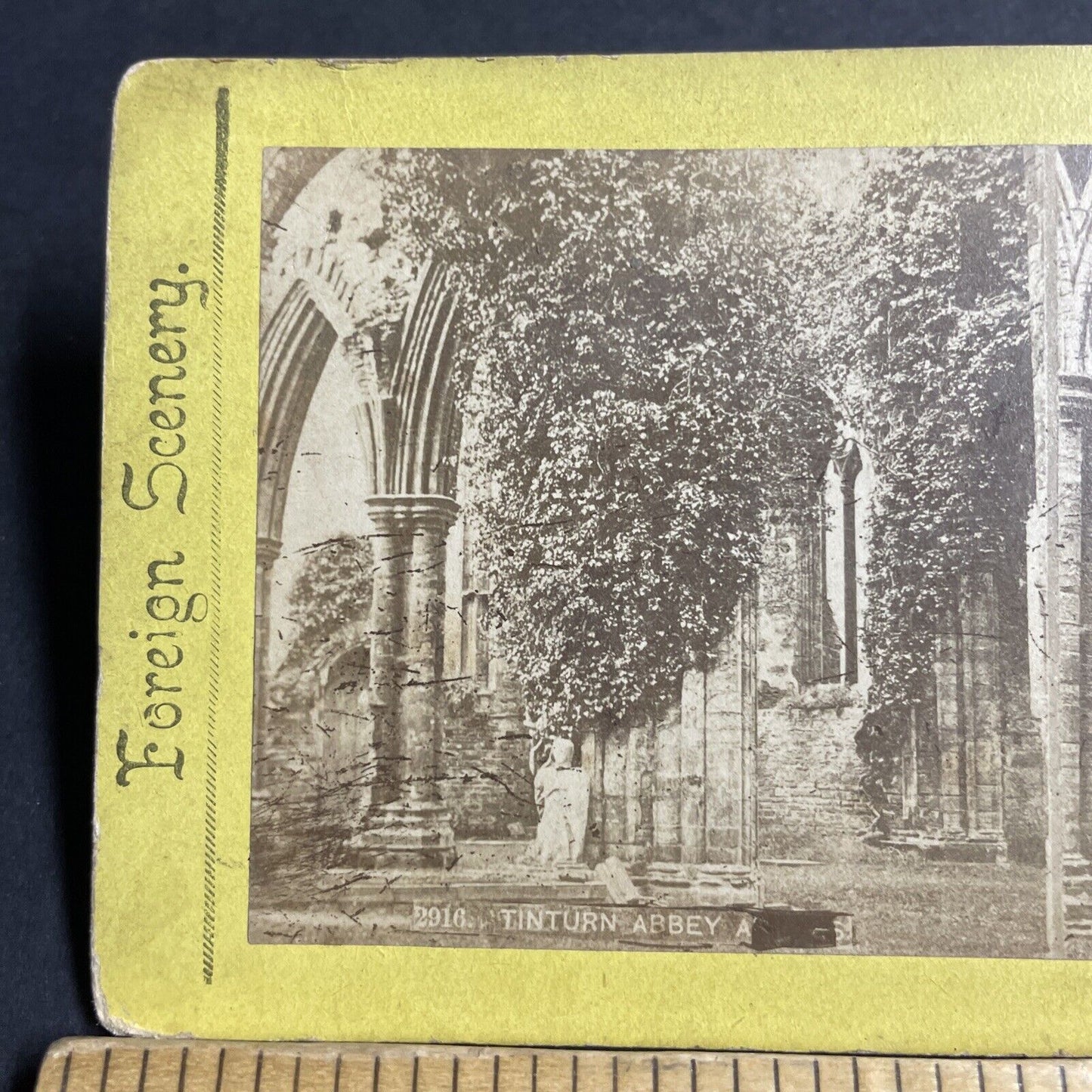 Antique 1870s Tinturn Abbey Monmouthshire England Stereoview Photo Card P4373