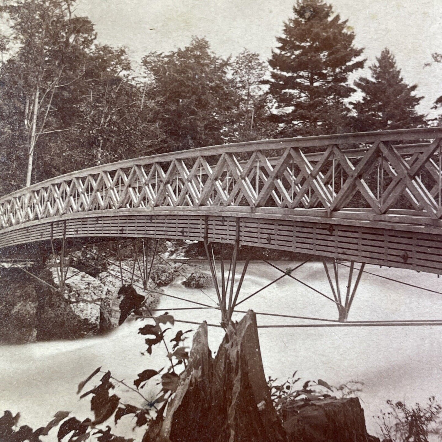 Niagara Falls Sister Island Bridge Stereoview George Curtis Antique c1870 Y2449