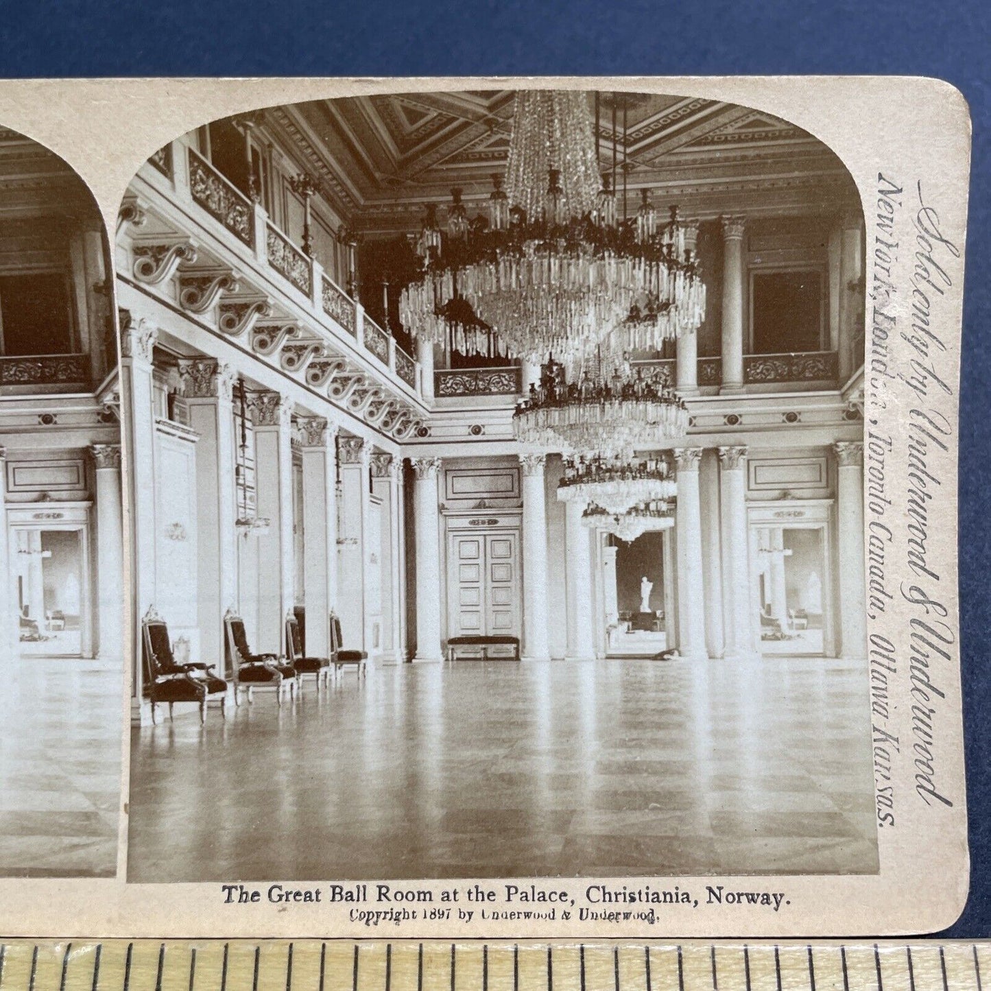 Antique 1897 Royal Palace Oslo Norway Stereoview Photo Card V515