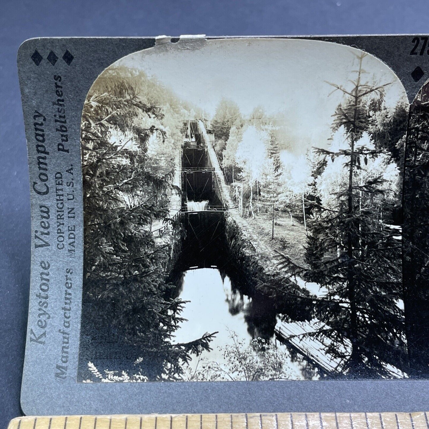 Antique 1919 Vrangfoss Locks Telemark Canal Norway Stereoview Photo Card P1946