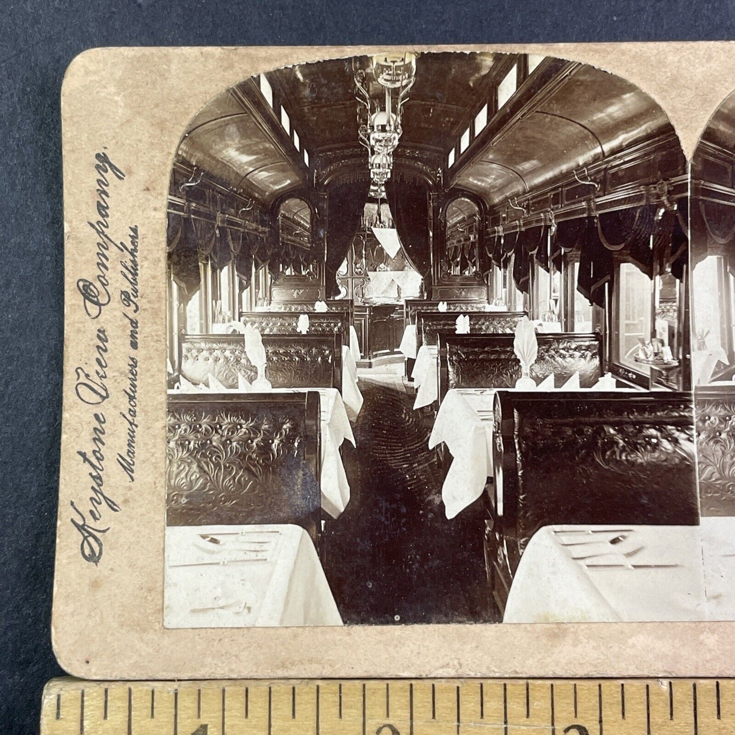 The Erie Railroad Dining Car Stereoview BL Singley Antique c1898 X3897