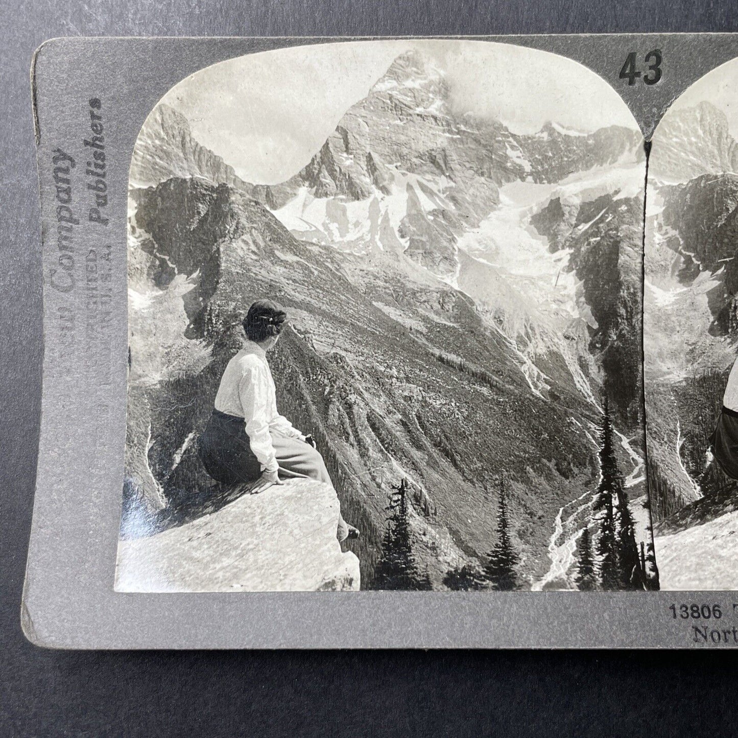 Antique 1909 Female Mountain Climber BC Canada Stereoview Photo Card P1019