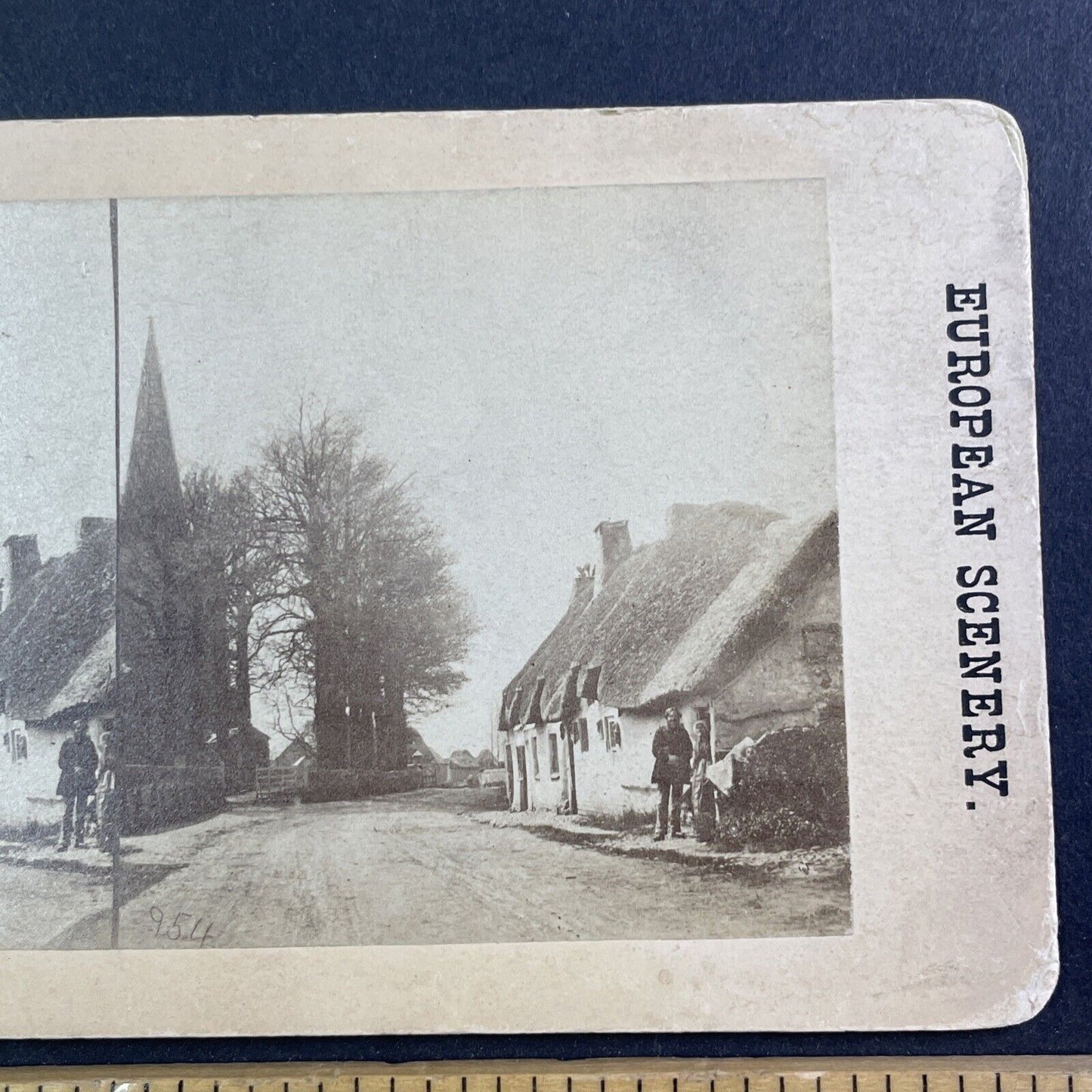 Houghton on the Hill England UK Stereoview Village View Antique c1875 X3713