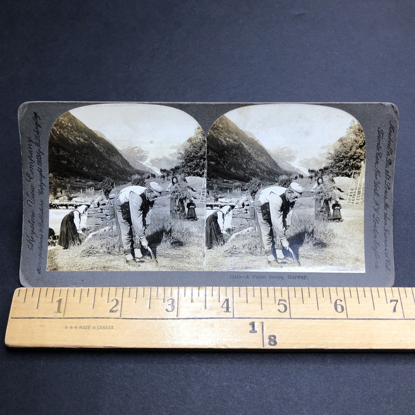 Antique 1903 Farmers Planting Crop Northern Norway Stereoview Photo Card P1979