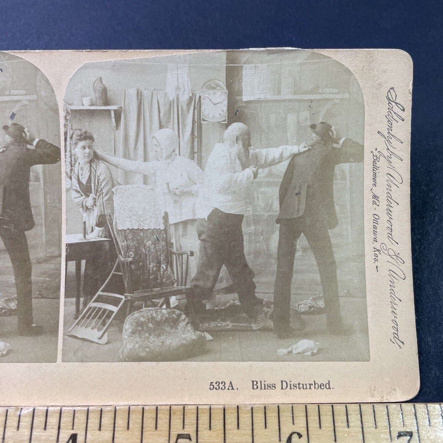 Antique 1888 Lovers Are Caught & Scolded By Parents Stereoview Photo Card P2916