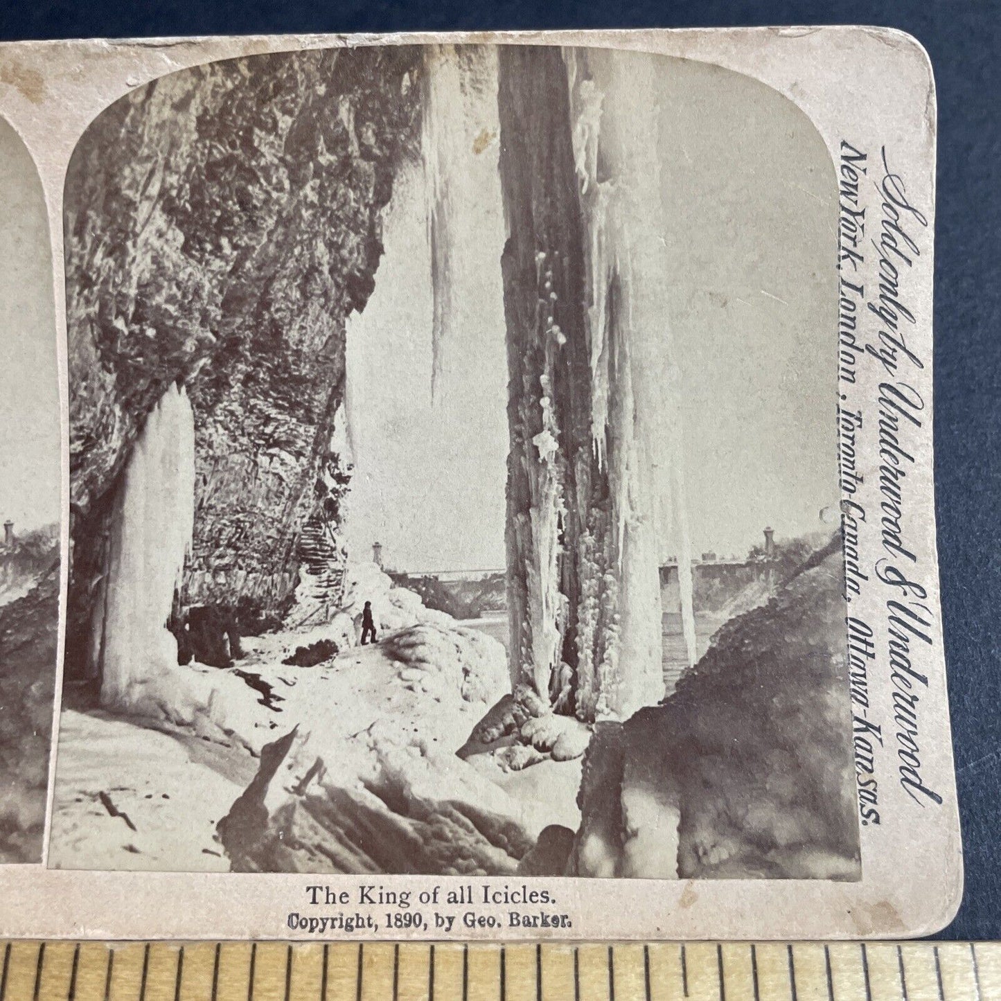 Antique 1890 A Massive Icicle Niagara Falls Ontario Stereoview Photo Card P4330