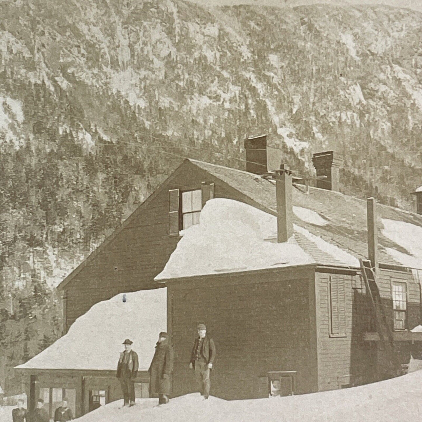 Snowstorm in New Hampshire Stereoview White Mountains Antique c1891 Y1123