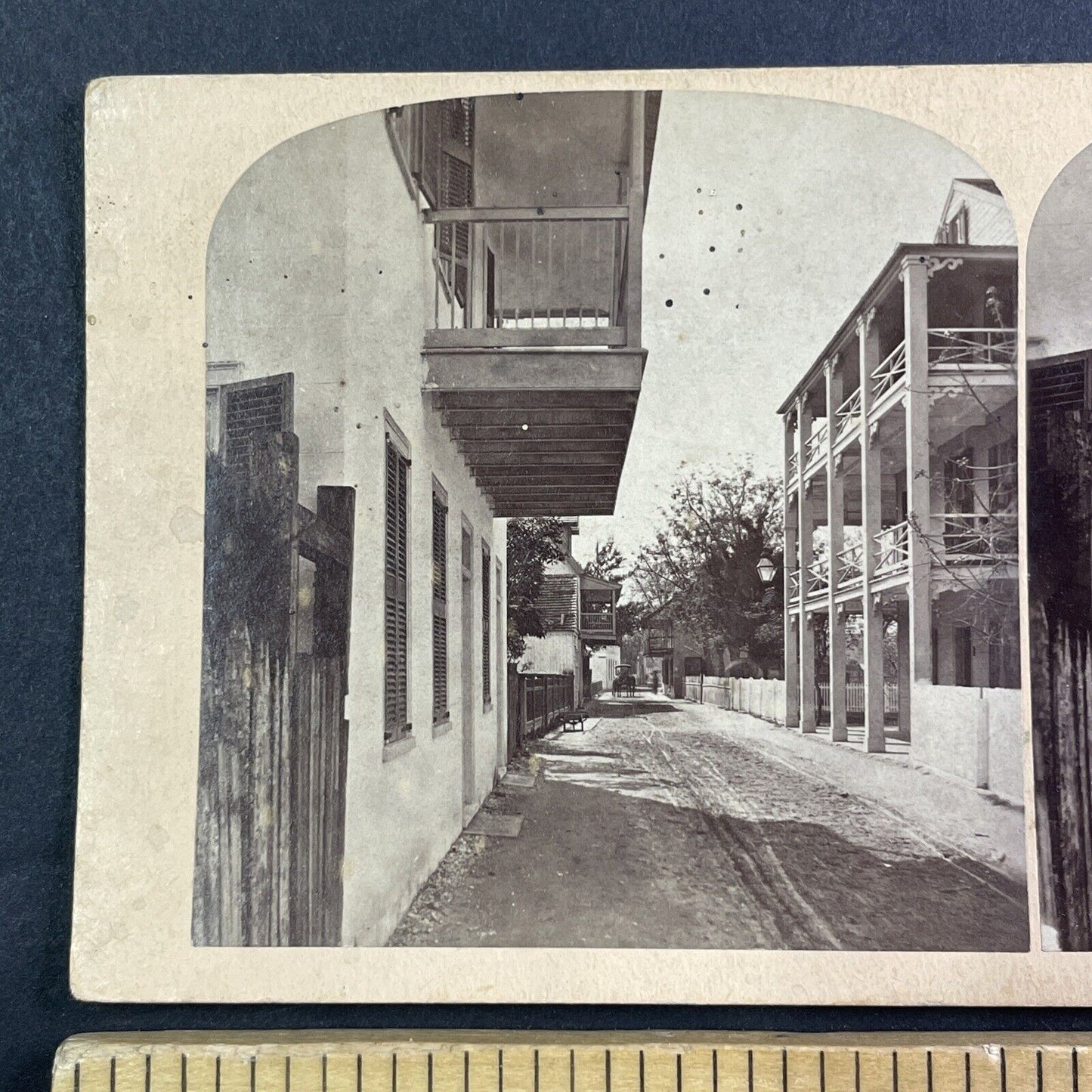 St. George Street in St. Augustine Florida Stereoview Antique c1880 Y083