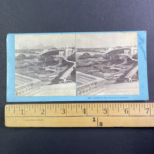 Coastline of Biarritz France Stereoview Jean Andrieu Antique c1870s X3783