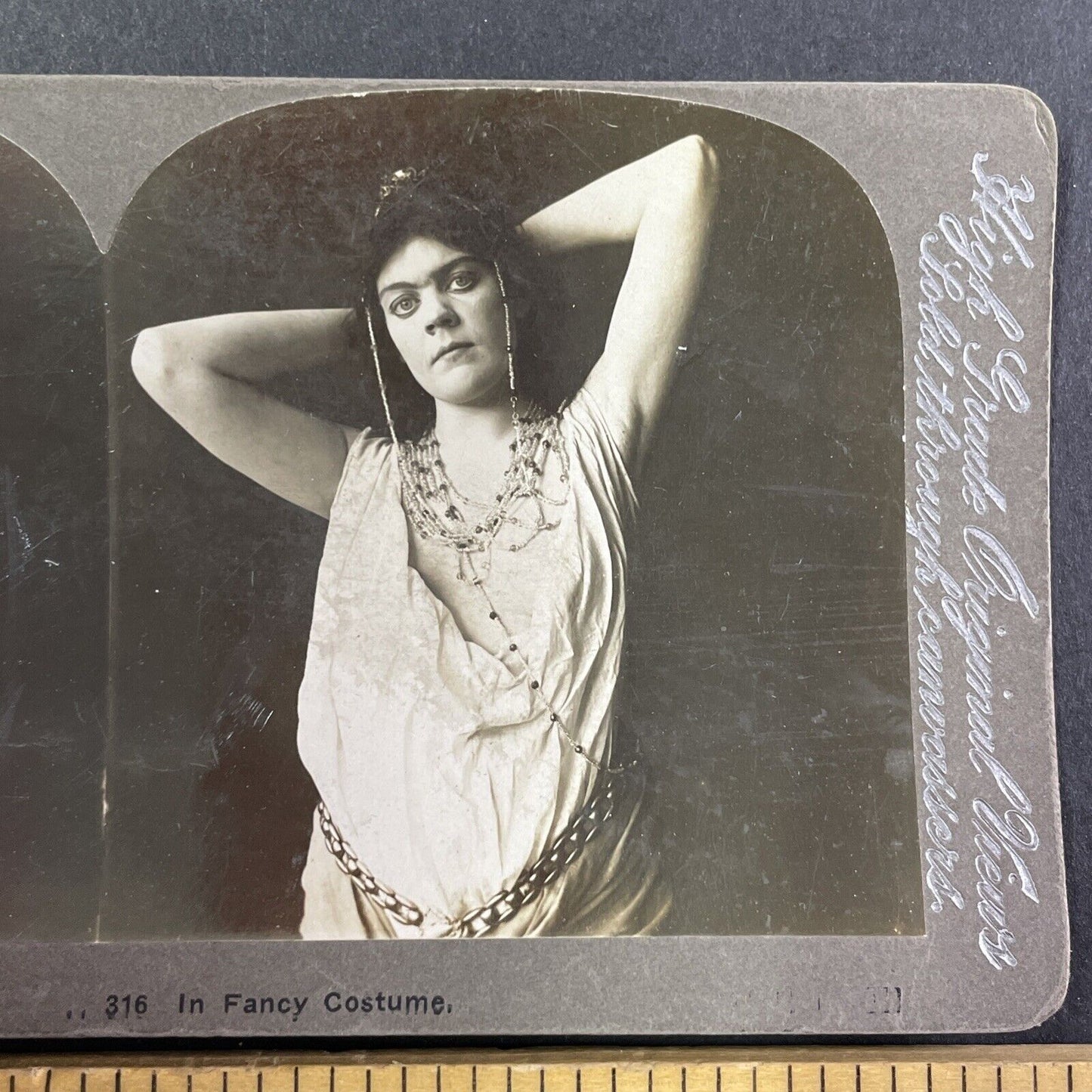 Burlesque Belly Dancer in Costume Stereoview T.W. Ingersoll Antique c1890s Y1774