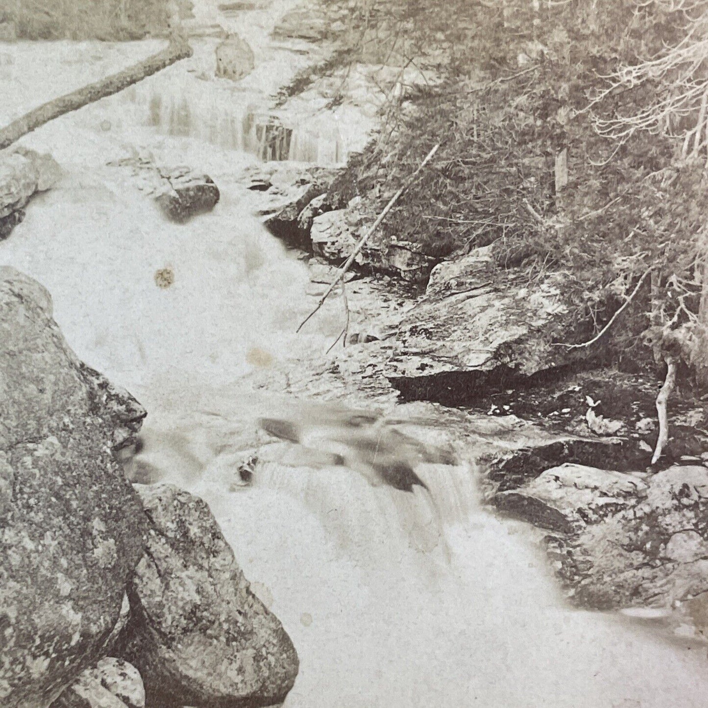 Pemigewasset River Rapids Stereoview Franconia Notch New Hampshire c1870s Y942