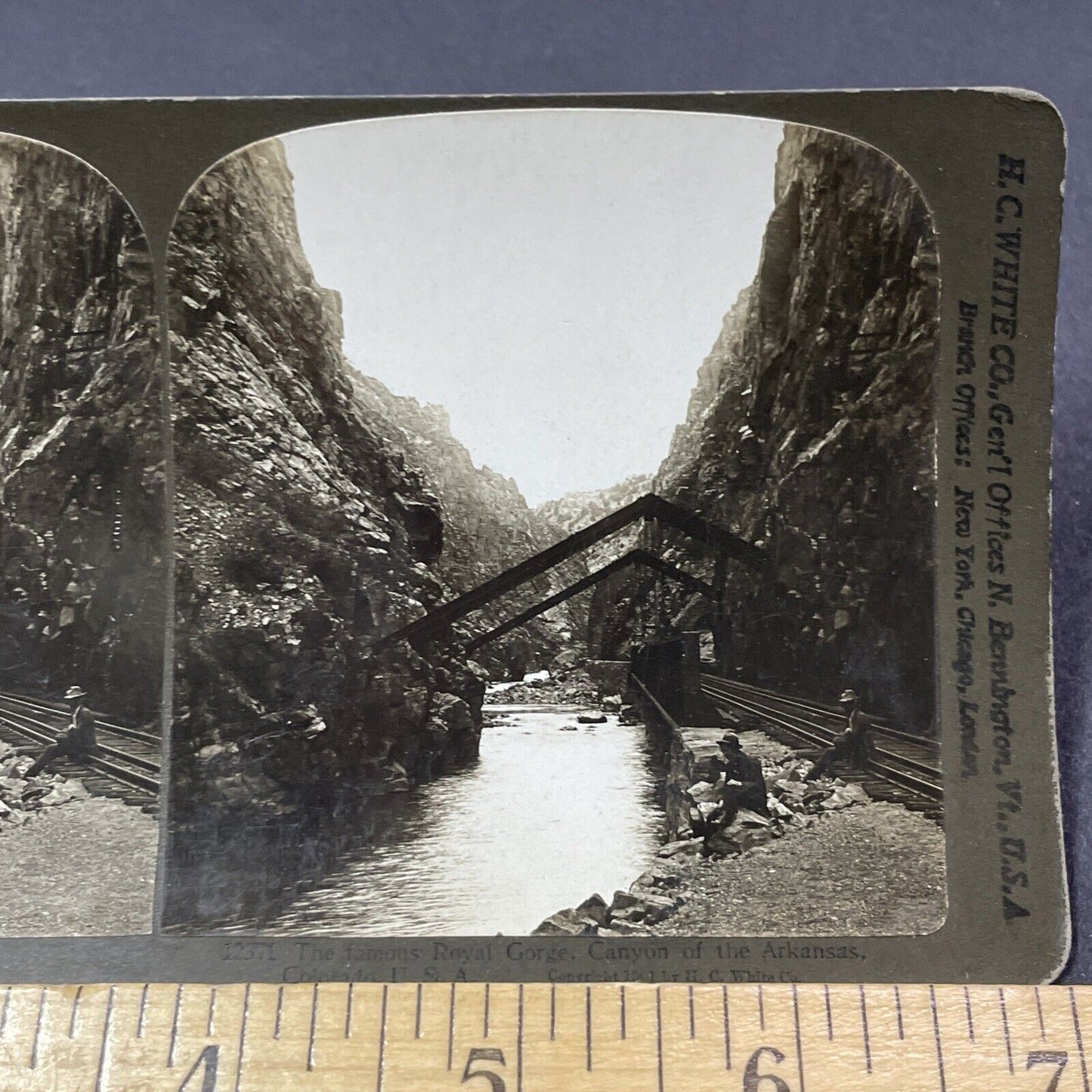 Antique 1903 Royal Gorge Railroad Colorado Stereoview Photo Card V1870