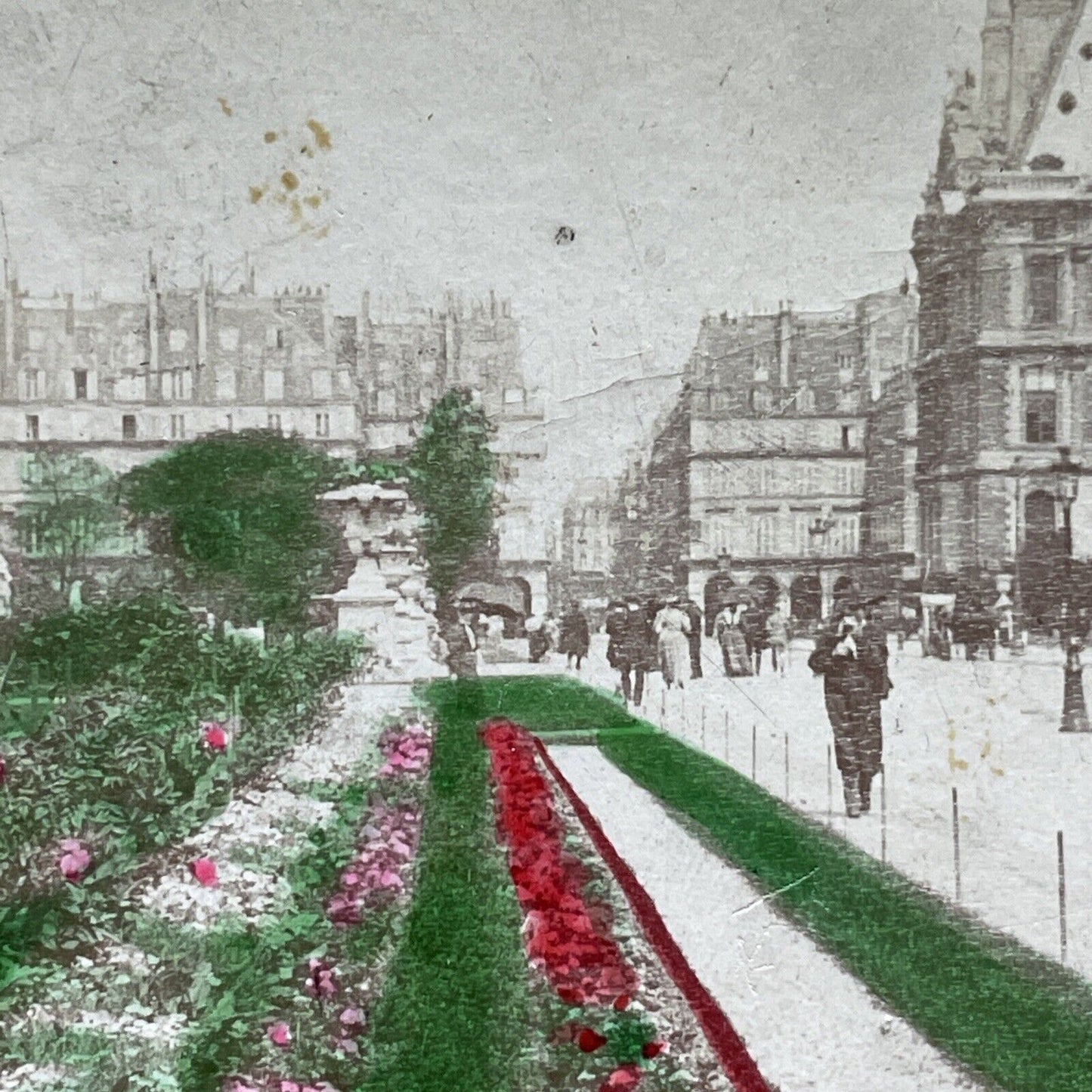 Antique 1895 Gardens In Paris France City Center Stereoview Photo Card V3402