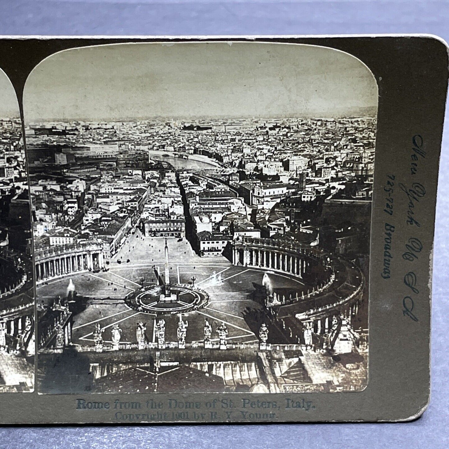 Antique 1901 The Center Of Rome Italy Stereoview Photo Card P1212