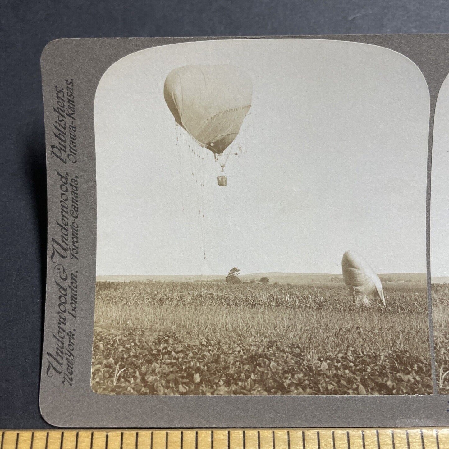 Antique 1905 Japanese Army War Balloon In China Stereoview Photo Card P1820