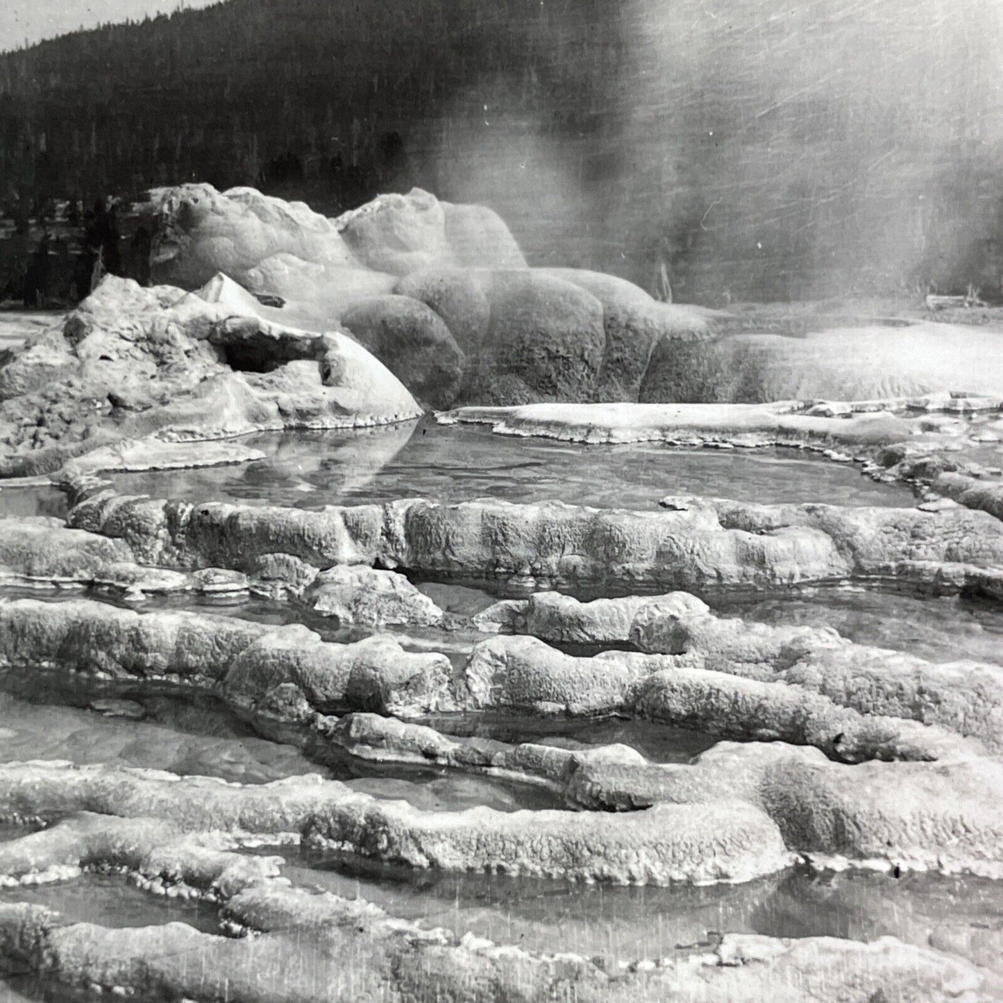 Old Faithful Geyser Yellowstone Park Wyoming Stereoview Antique c1910s Y1163