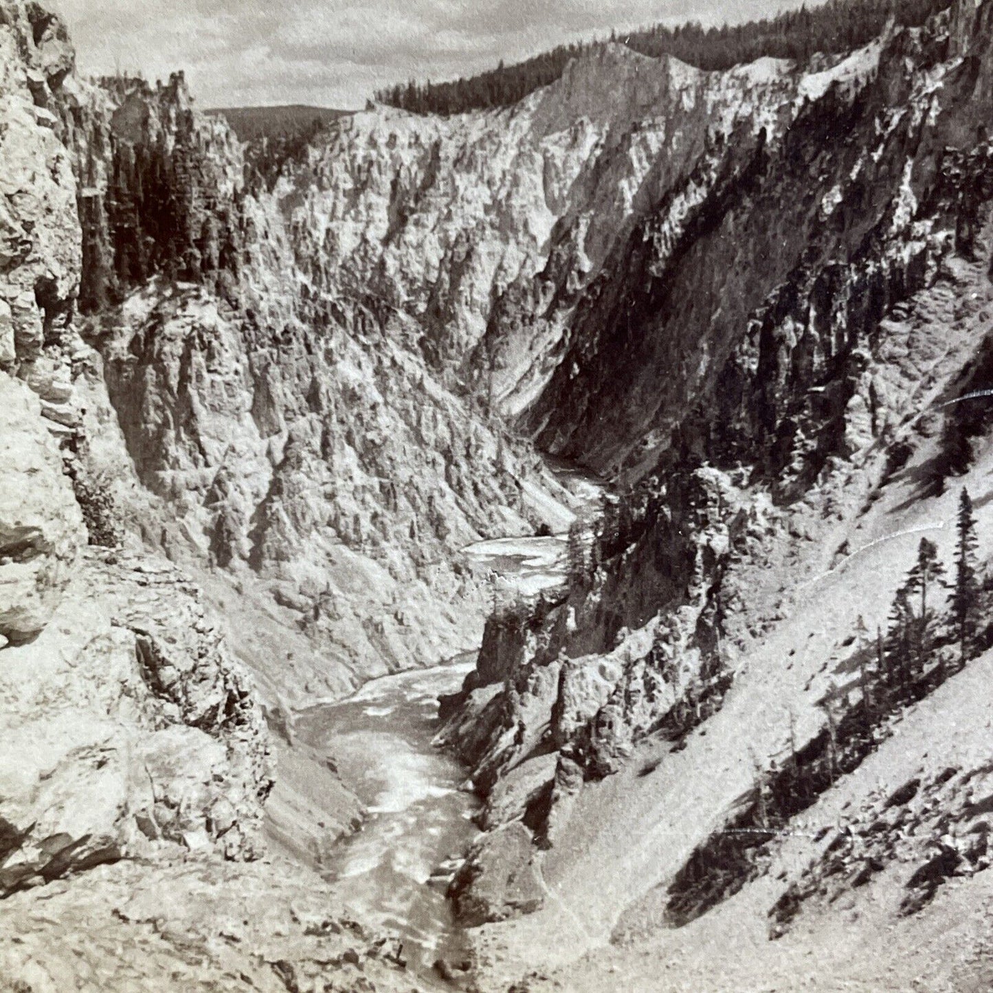 Antique 1904 Lower Falls Yellowstone National Park Stereoview Photo Card P4947