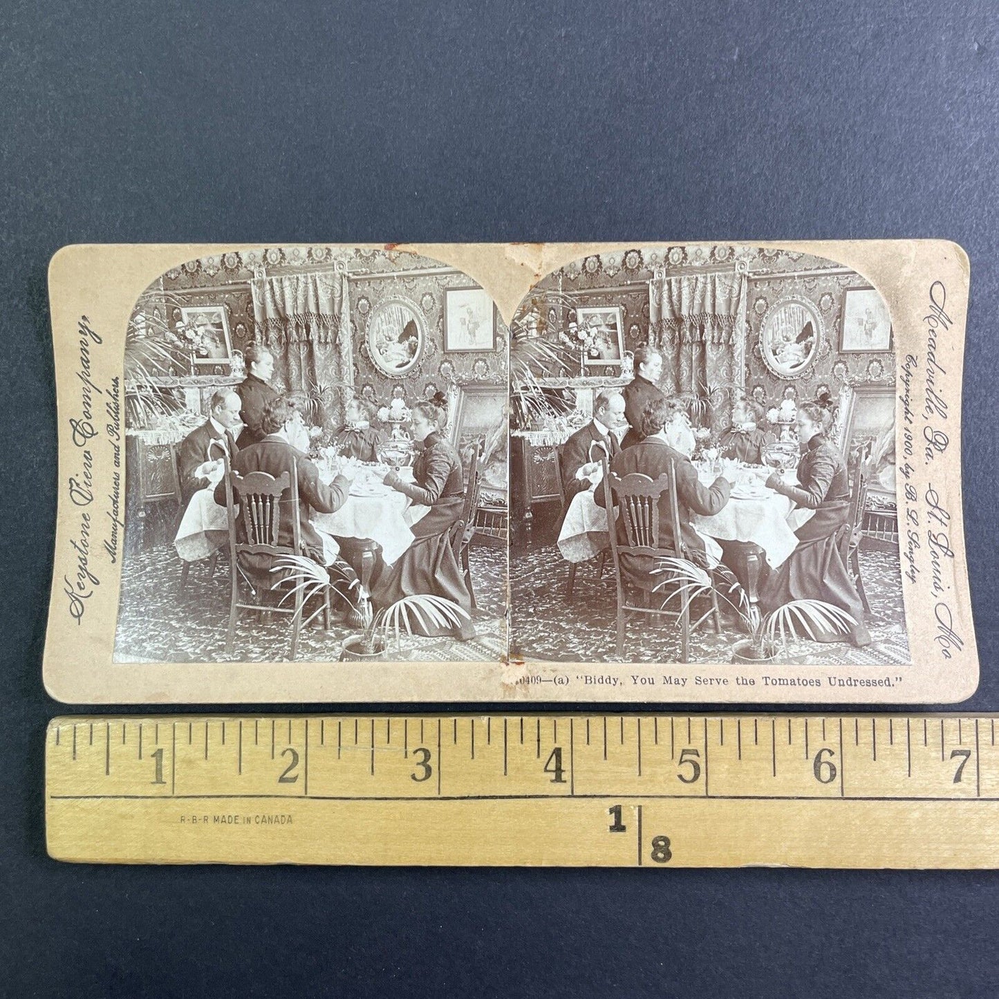 Woman Orders Maid To Bring Food to Table Stereoview Antique c1900 Y1224