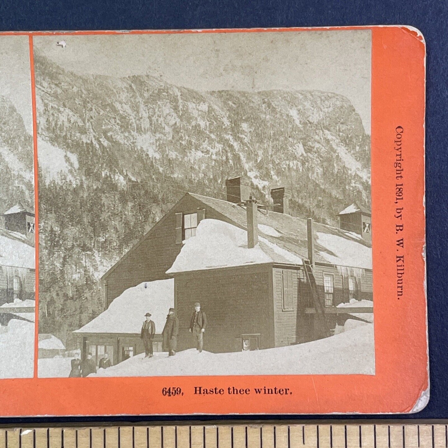 Snowstorm in New Hampshire Stereoview White Mountains Antique c1891 Y1123