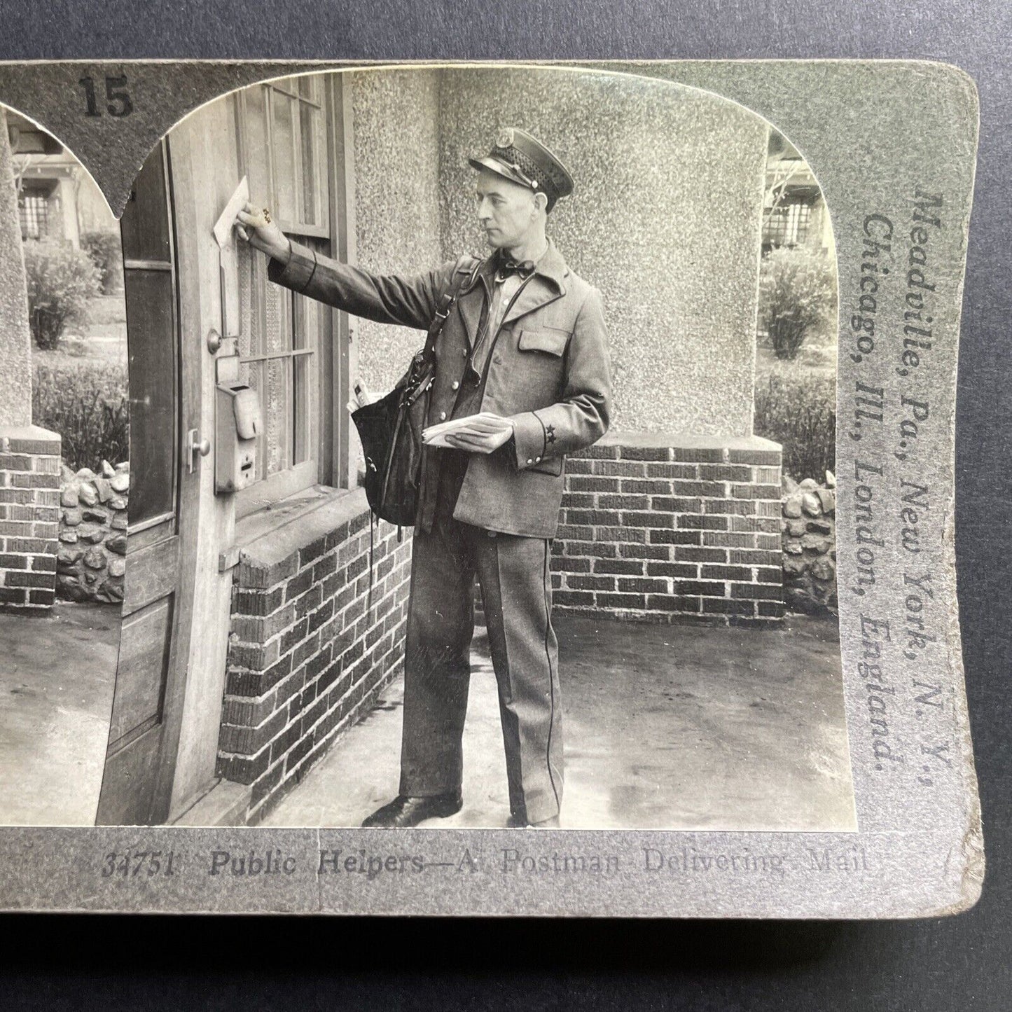 Antique 1920s USPS Mail Carrier Delivers Letters Stereoview Photo Card P1689