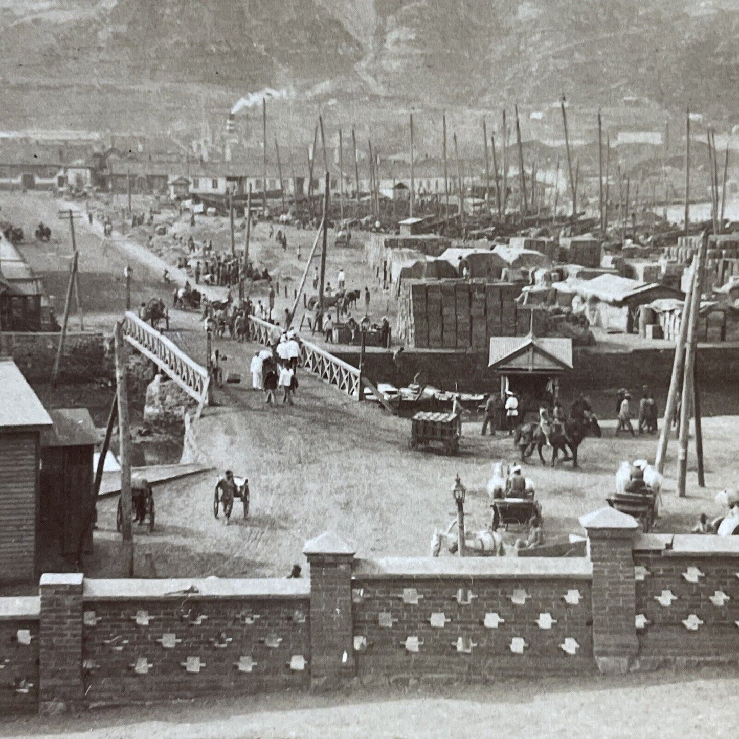 Antique 1904 Chinese Port City Held By Japan Army Stereoview Photo Card P5585