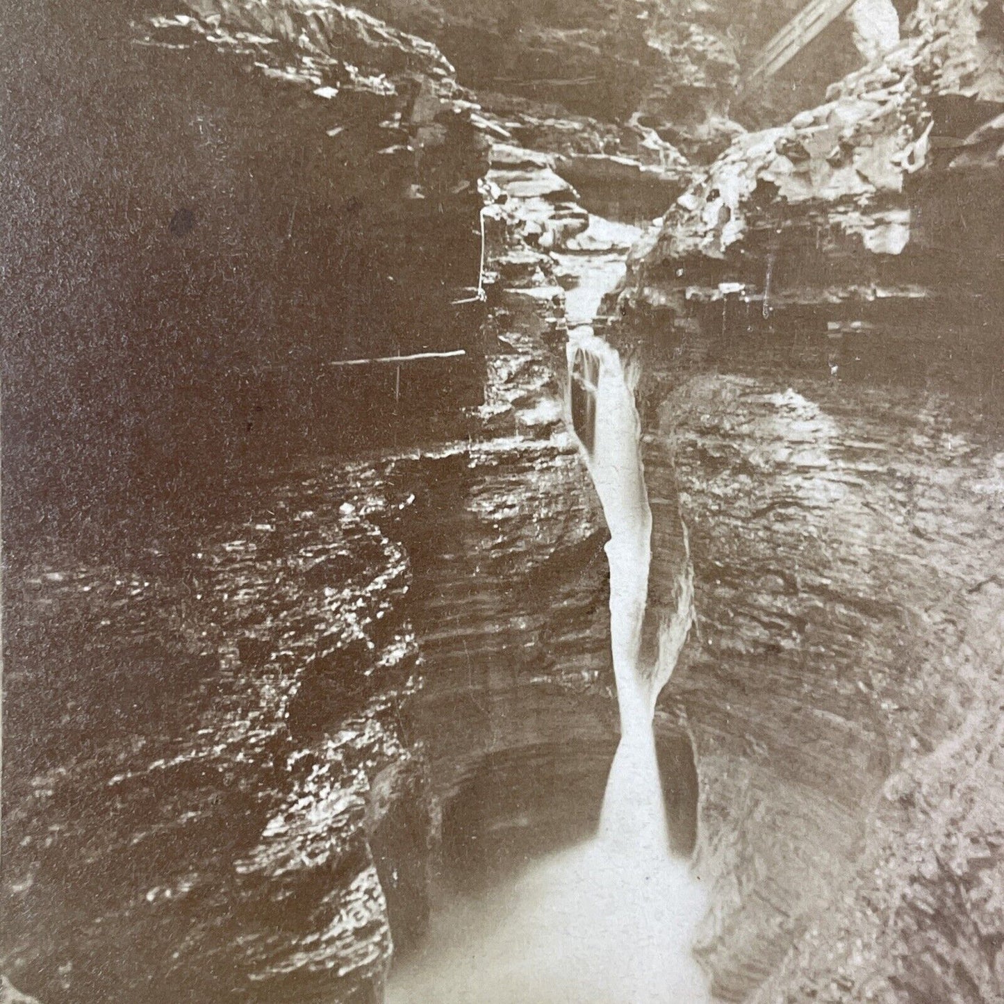 Northern Central Railway Stereoview Pluto Falls Watkins Glen Antique 1870s Y2172