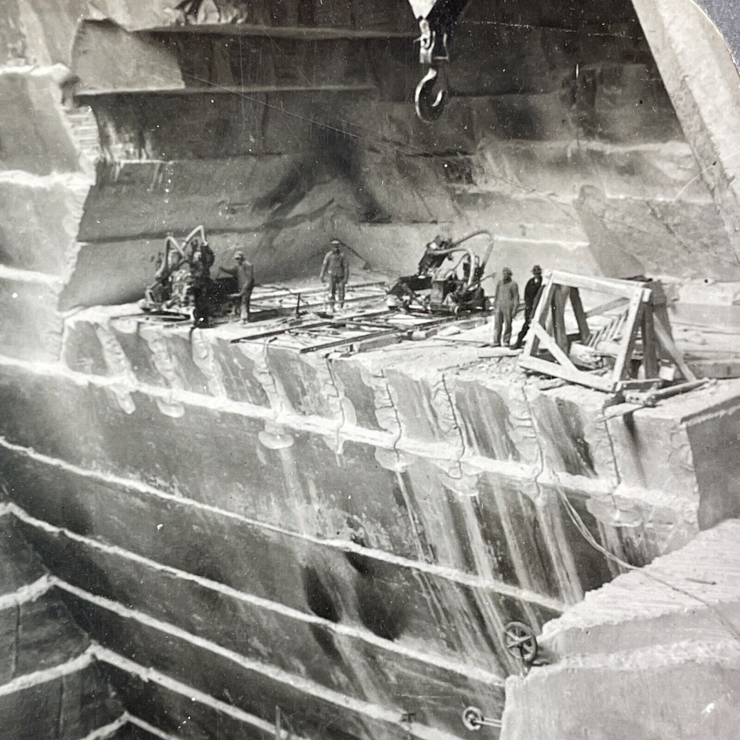 Miners in a Marble Quarry Stereoview Proctor Vermont Antique c1909 Y1153