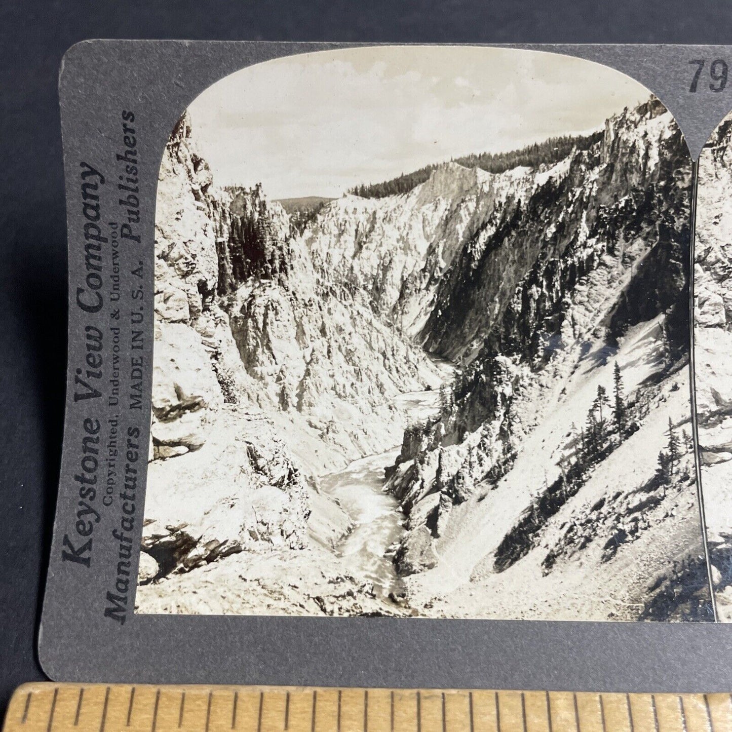 Antique 1910s River & Canyon Yellowstone Park WY Stereoview Photo Card P4856