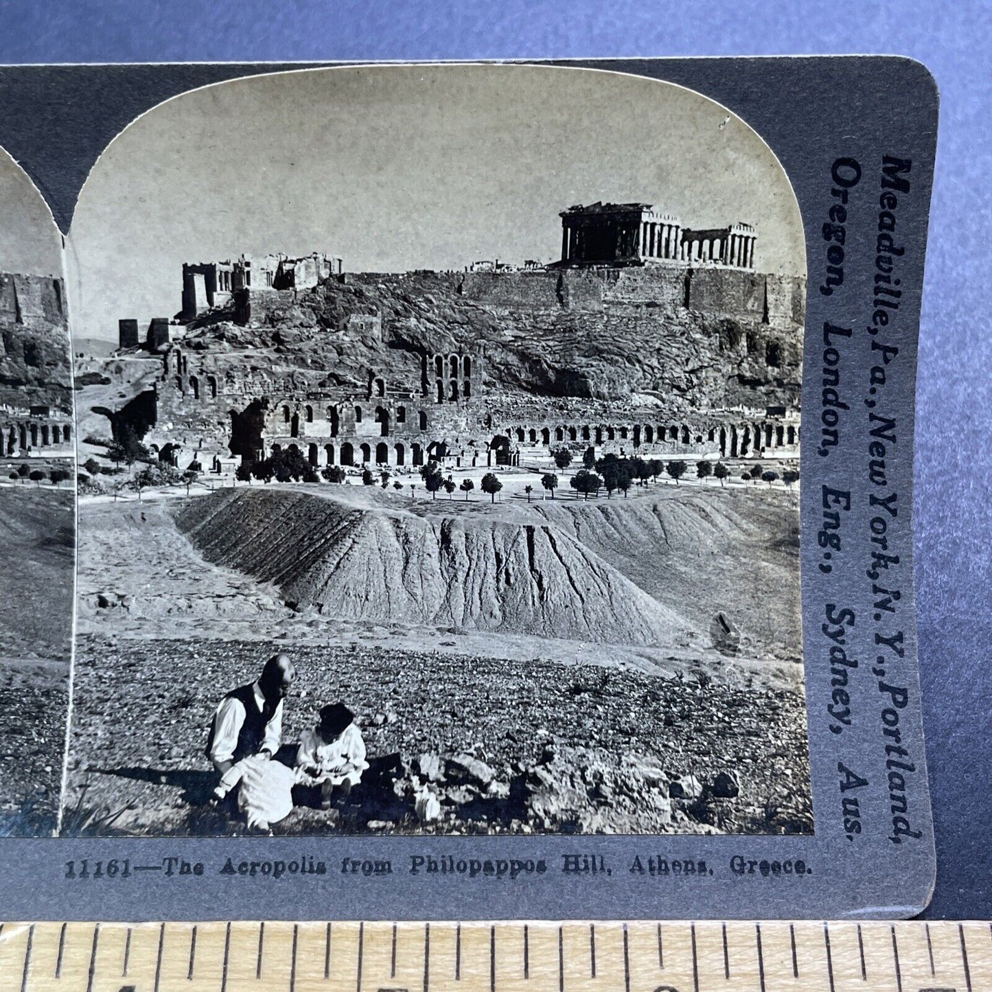 Antique 1909 The Acropolis And City Of Athens Greece Stereoview Photo Card V2876