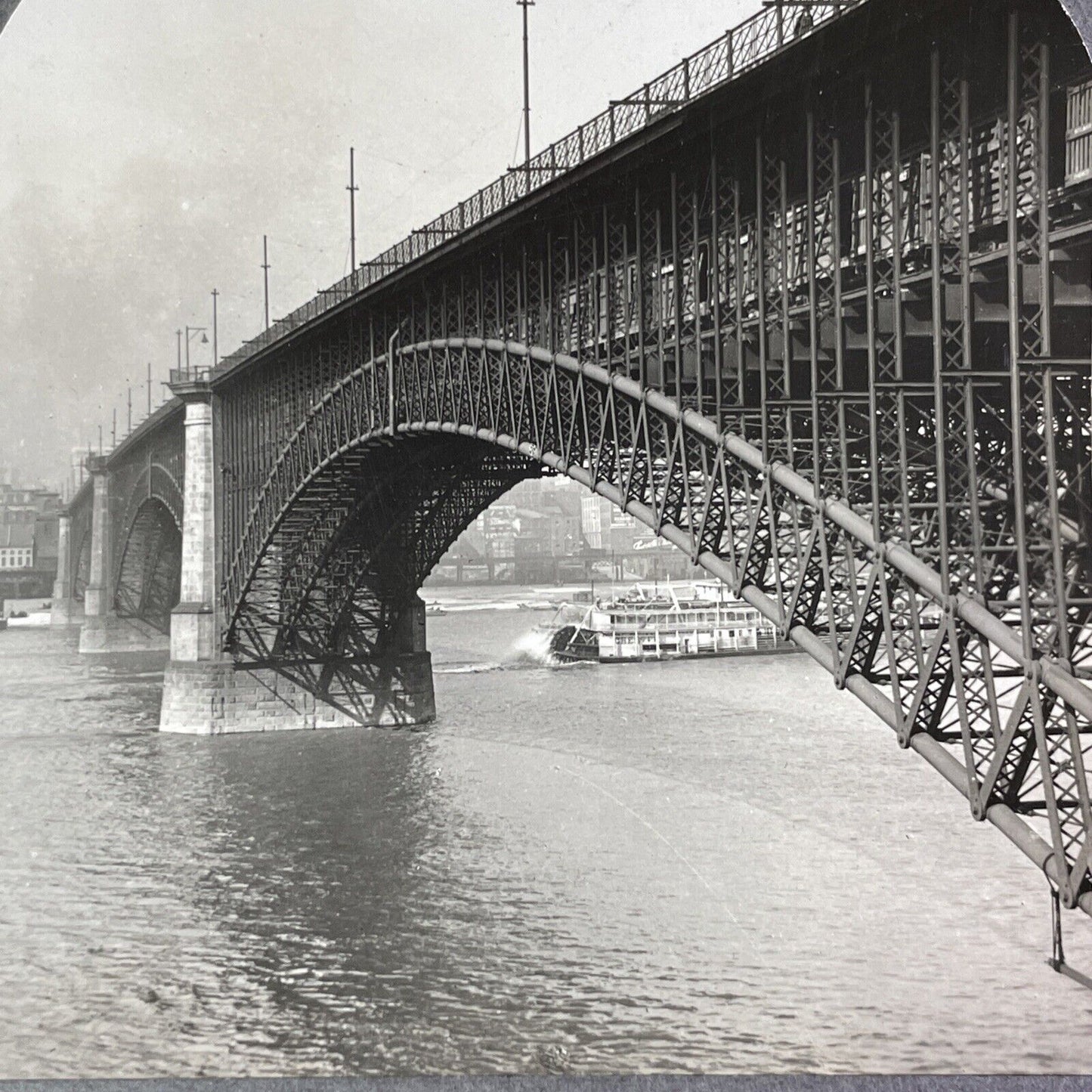 The Mississippi River in St. Louis Missouri Stereoview Antique c1910s Y542